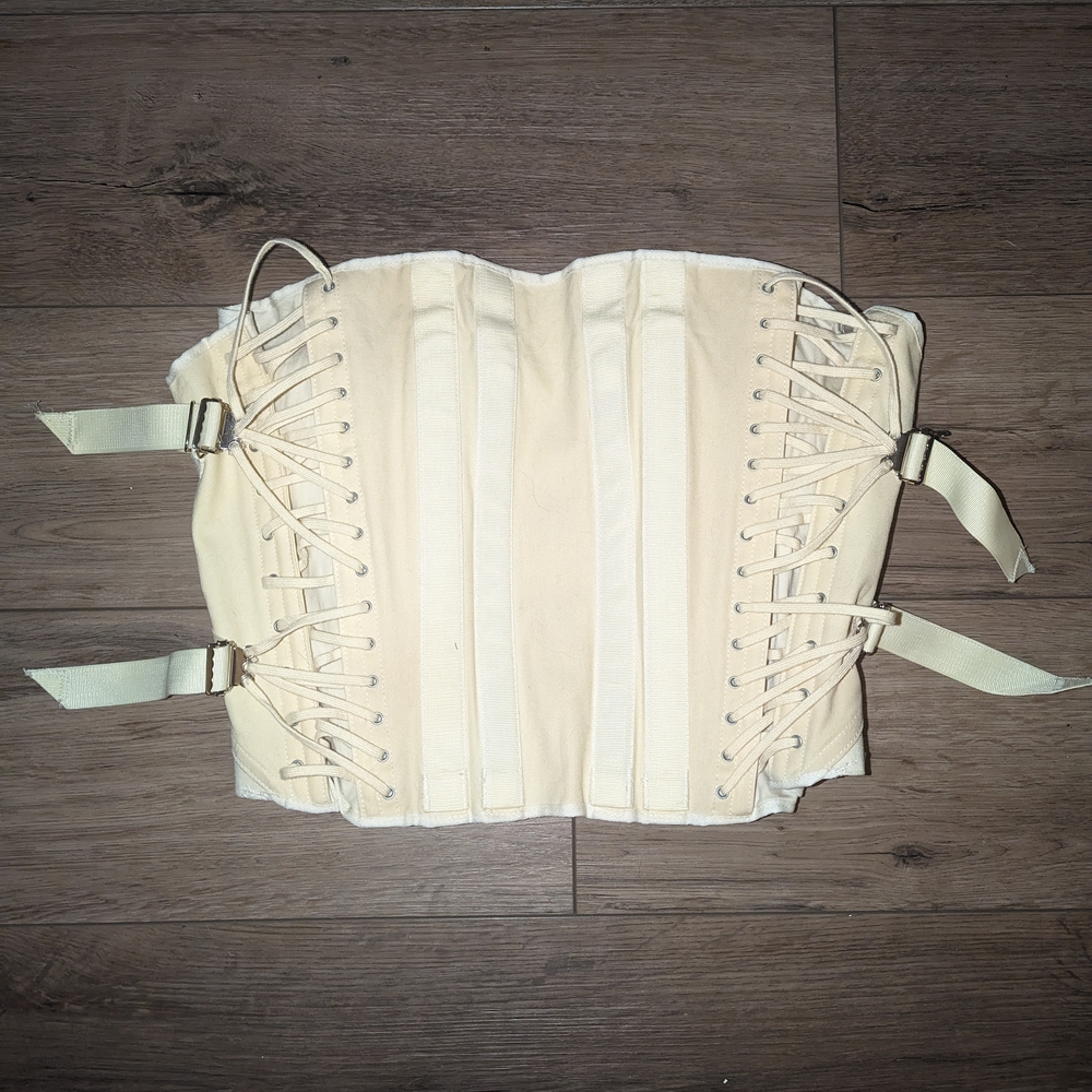 Cream Lace-Up Corset Bodysuit Top